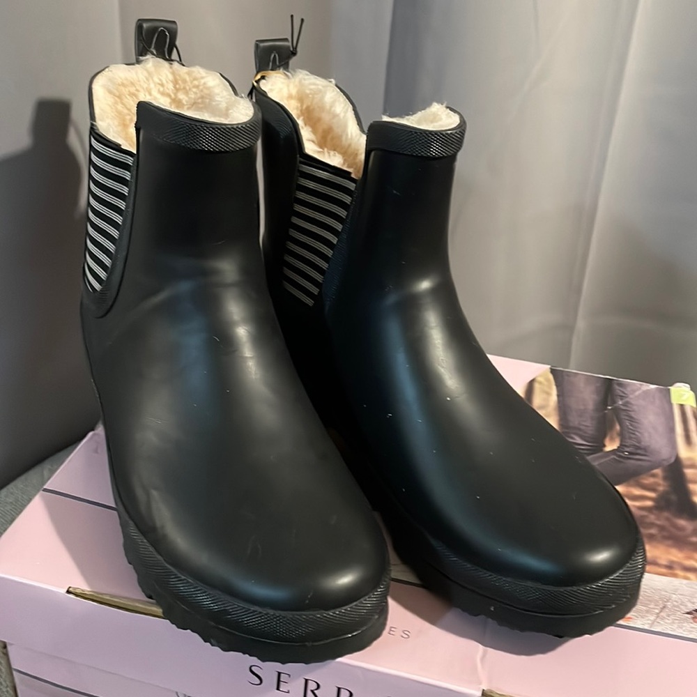 New Black Ladies Rain Booties